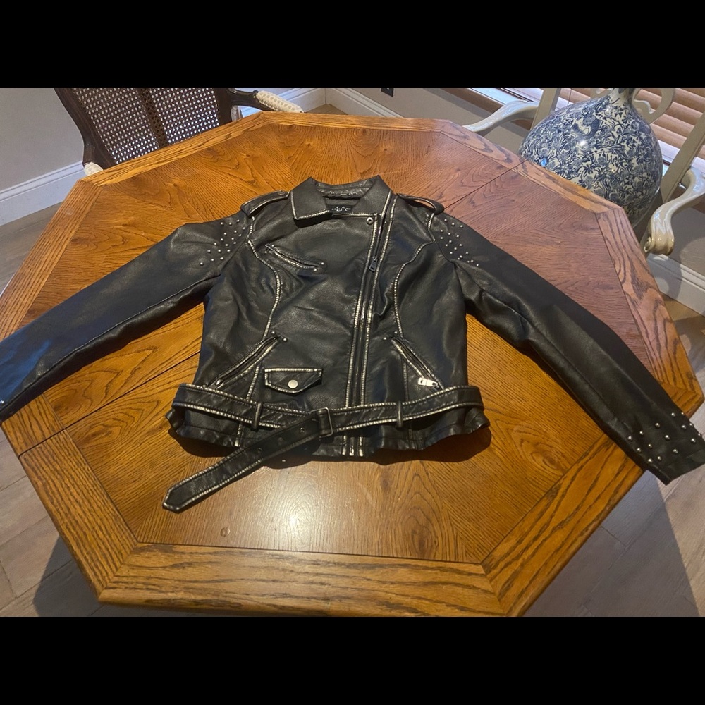 Black studded faux leather jacket